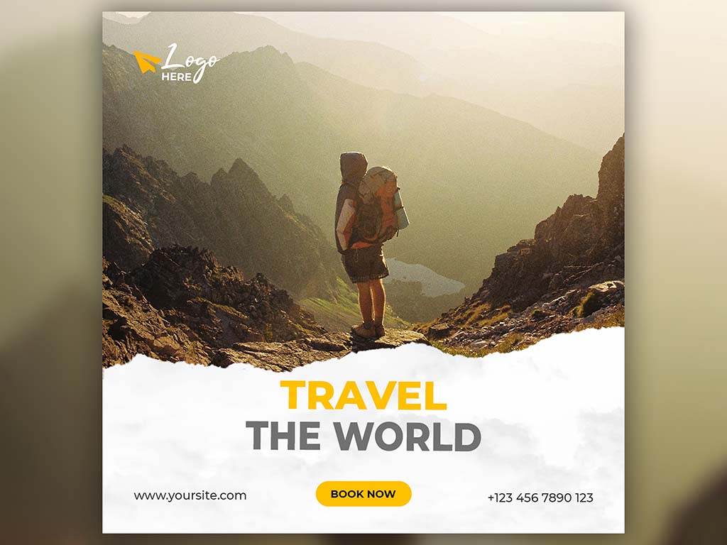 Tour travel instagram social post banner template